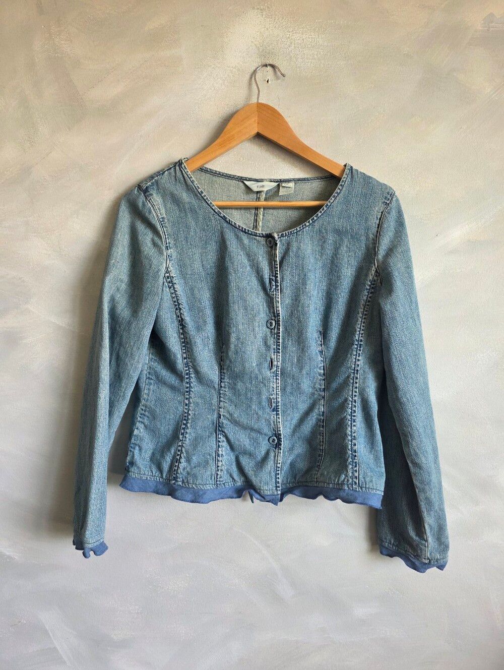J Jill Jacket Womens 6P Denim The Art And Craft Button Up Cotton Crop Corset